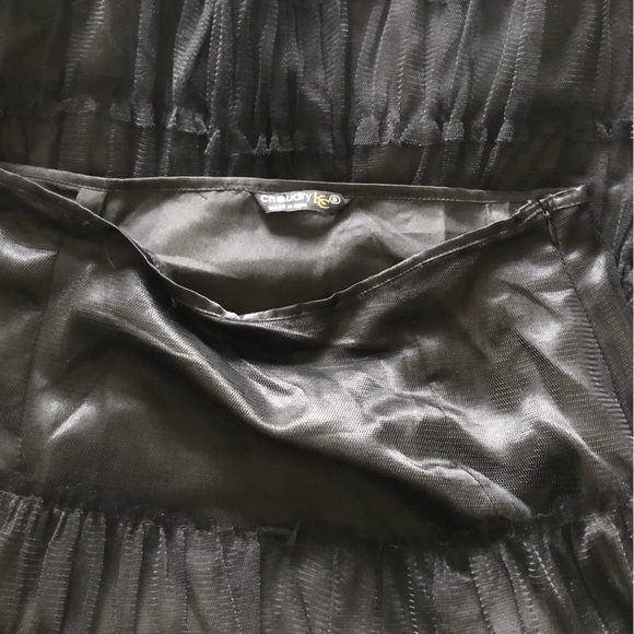 Chaudry Midi Skirt Tiered Tulle Ruffles Side Zip Size Small Black Witchy Goth - Picture 9 of 12